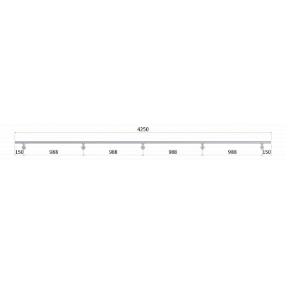 Led madlo ø 42.4mm, L-4250mm, brúsená nerez AISI304