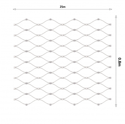 Lanková sieť, 0.8mx25m, oko 60x104mm, t-2mm, nerez AISI316