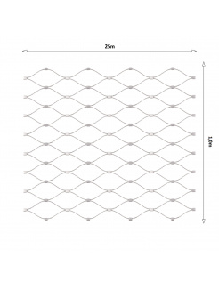 Lanková sieť, 1mx25m, oko 50x50mm, t-2mm, nerez AISI316