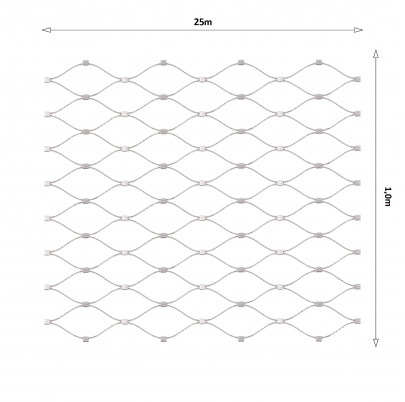 Lanková sieť, 1mx25m, oko 50x50mm, t-2mm, nerez AISI316