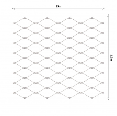 Lanková sieť, 1.2mx25m, oko 60x104mm, t-2mm, nerez AISI316