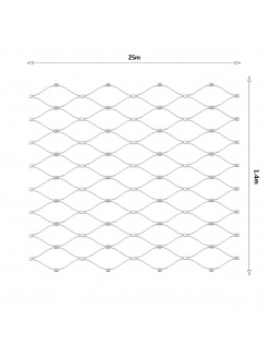 Lanková sieť, 1.4mx25m, oko 60x104mm, t-2mm, nerez AISI316