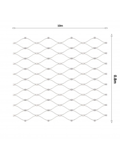 Lanková sieť, 0.8x10m, oko 50x50mm, t-1.5mm, nerez AISI316