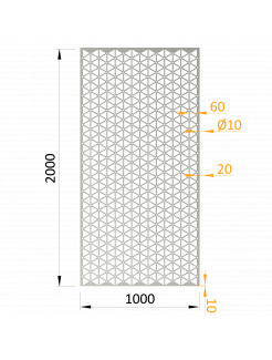 Dierovaný plech 1000x2000x1.5mm, sieťový vzor, pozink
