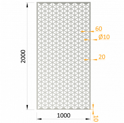 Dierovaný plech 1000x2000x1.5mm, sieťový vzor, pozink