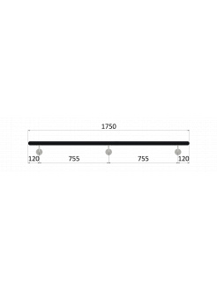 Madlo drevené (1750mm), materiál: buk, brúsený povrch s čiernym náterom RAL 9005, set: 3 ks úchyt, madlo s ukončením