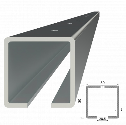 C profil 80x80x5mm pozinkovaný, dĺžka 3m