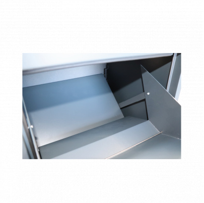 Box na balíky (410x385x720mm) s prepadovou lištou na ochranu balíkov, hrúbka 0.8mm), max. veľkosť balíka: 320x300x180mm, farba: RAL 7016 (antracit)
