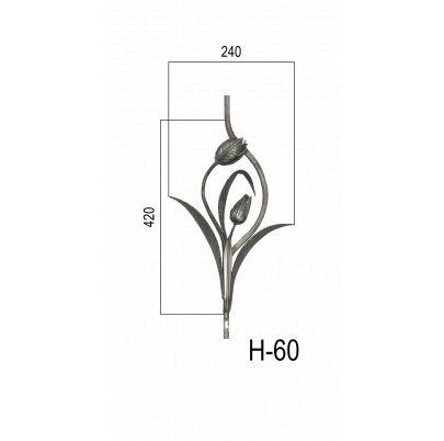 Tyč 12x12mm, 950x250mm s tulipánom
