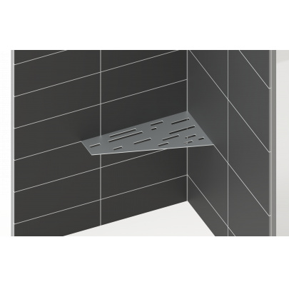 Rohová polica do kúpelne, brúsená nerez AISI 304 / K320