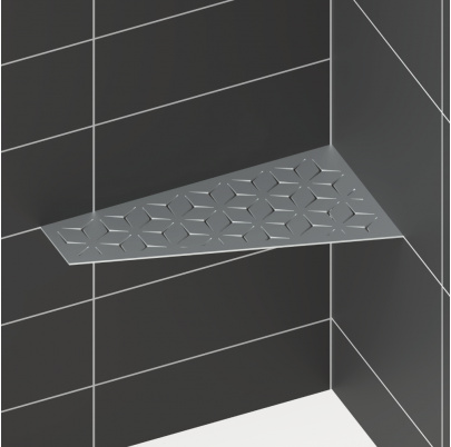 Rohová polica do kúpelne, brúsená nerez AISI 304 / K320