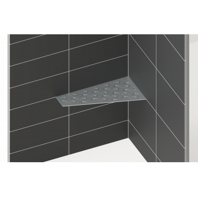 Rohová polica do kúpelne, brúsená nerez AISI 304 / K320