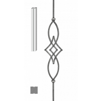 Tyč 12x12mm, 970mm