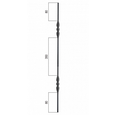 Tyč 12x12, H-900mm, kovaná