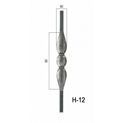 Tyč 12x12, H-900mm, kovaná