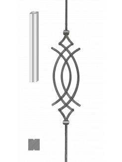 Tyč: 950mm, profil 12x12mm, ornament: 570x165mm nitovaný