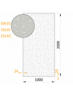 Dierovaný plech, 1000x2000x1.5mm, štvorcové otvory, pozink