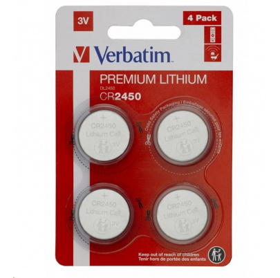 Batérie VERBATIM Lithium CR2450, 3V, 4 kusy v balení