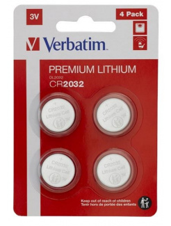 Batérie VERBATIM Lithium CR2032, 3V, 4 kusy v balení, pre diaľkové ovládače: KEY, NICE, WHYEVO