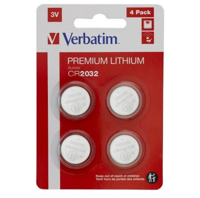 Batérie VERBATIM Lithium CR2032, 3V, 4 kusy v balení, pre diaľkové ovládače: KEY, NICE, WHYEVO
