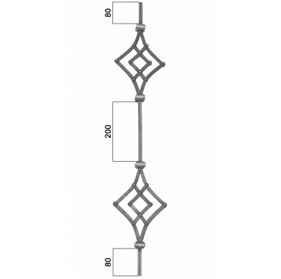 DOPREDAJ Tyč 950x180mm, hrúbka 12x12mm ornament nitovaný 12x6mm