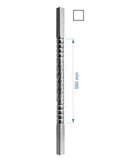 Tyč-rúrková 1000mm so štvorcovou zakladňou 25x25mm