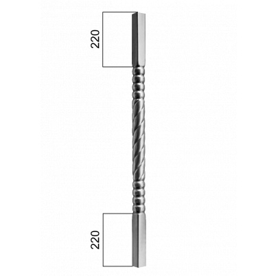 Tyč-rúrková 1000mm so štvorcovou zakladňou 25x25mm