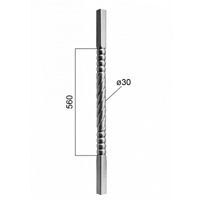 Tyč-rúrková 1000mm so štvorcovou zakladňou 25x25mm