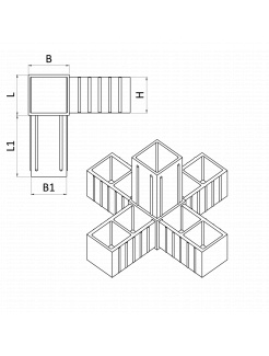 Plastová spojka - 5-nohý kus do profilu 20x20x1.5mm