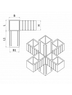 Plastová spojka - 6-nohý kus do profilu 20x20x1.5mm