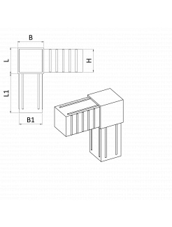Plastová spojka - rohový kus do profilu 20x20x1.5mm