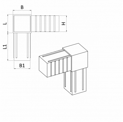 Plastová spojka - rohový kus do profilu 20x20x1.5mm