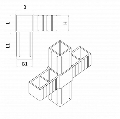 Plastová spojka - kríž do profilu 30x30x2mm