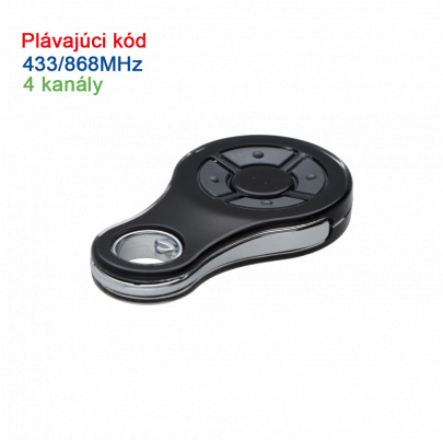 Vysielač 4-kanálový, 433/868MHz, plávajúci kód, čierny