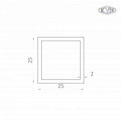 Poškodený jokel 25x25x2mm, L-6000mm, hliník bez povrchovej úpravy