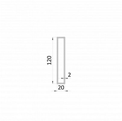 Poškodený jokel 120x20x2mm, L-6000mm, hliník bez povrchovej úpravy