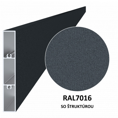 Poškodený profil 100x16mm, L-6000mm, práškový lak, štruktúra RAL7016