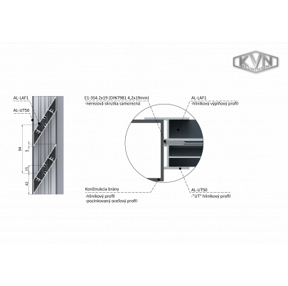 Poškodený UT profil 50x44mm, L-6000mm, práškový lak, antracit RAL7016