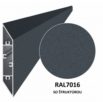 Poškodený profil 108x16mm, L-6000mm, práškový lak, štruktúra RAL7016