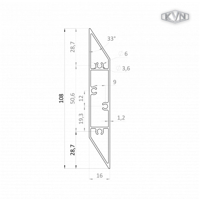Poškodený profil 108x16mm, L-6000mm, práškový lak, štruktúra RAL7016